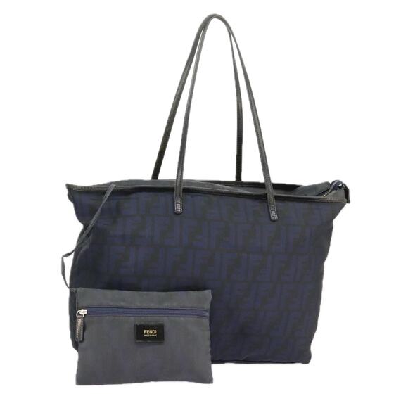 FENDI Zucca Canvas Tote Bag Gold Navy - Picture 1 of 14
